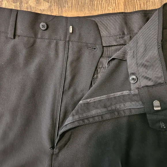 Na STAFFORD performance mens Dress Pants SIZE 38x34 COLOR BLACK POLYESTER/WOOL - Picture 6 of 10